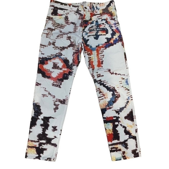 Isabel Marant Etoile Reilly Printed Slim Jeans White/Multicolored Sz 42 - Picture 3 of 12